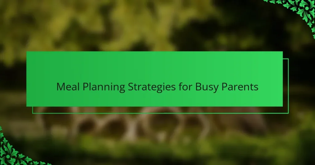 Meal Planning Strategies for Busy Parents
