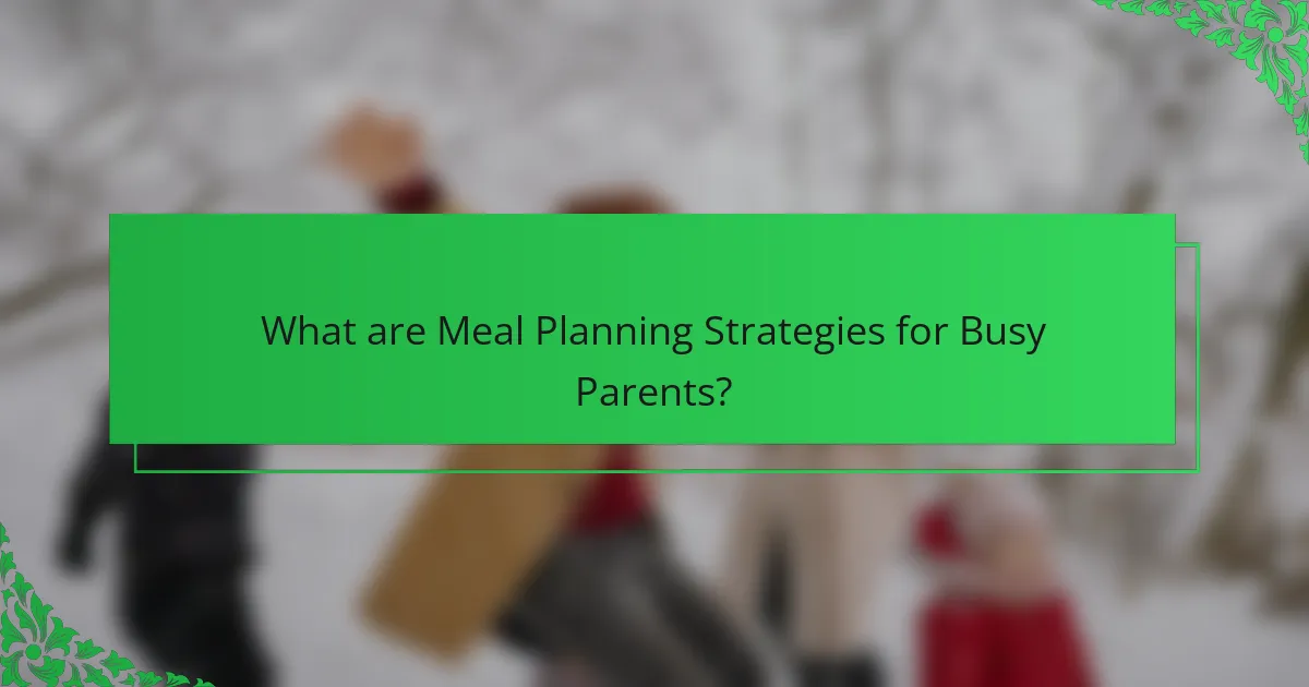What are Meal Planning Strategies for Busy Parents?